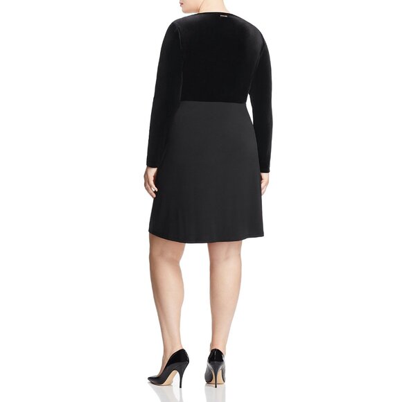NWT Womens Plus Size 1X MICHAEL Michael Kors Mixed Media Twist Front Shirt Dress - Picture 2 of 6